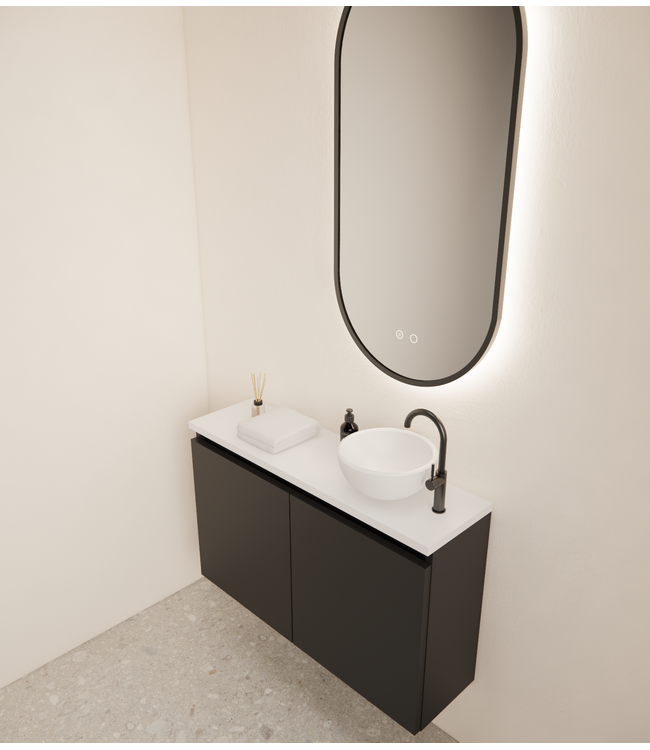 Toiletmeubel Gliss Echo Mat Zwart 80x50cm met toppaneel