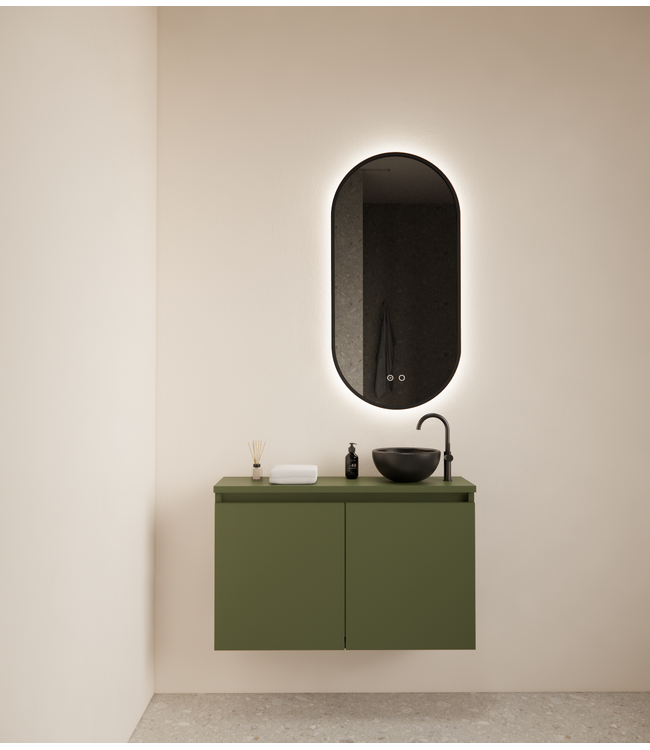 Toiletmeubel Gliss Echo Olijf Groen 80x50cm met toppaneel