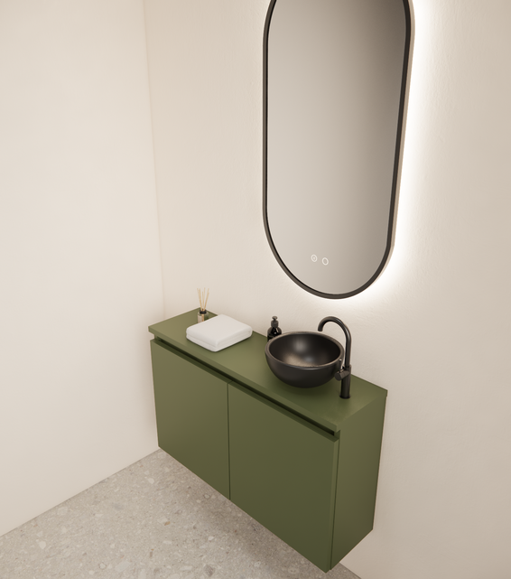 Toiletmeubel Gliss Echo Olijf Groen 80x50cm met toppaneel