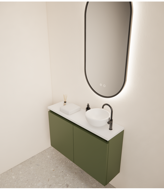 Toiletmeubel Gliss Echo Olijf Groen 80x50cm met toppaneel