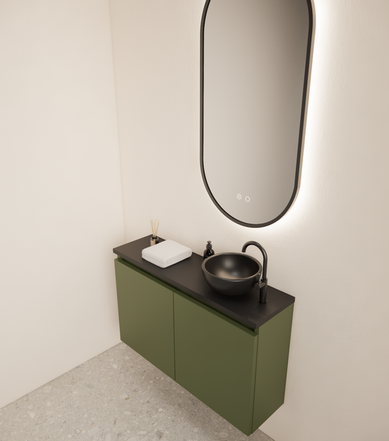 Toiletmeubel Gliss Echo Olijf Groen 80x50cm met toppaneel