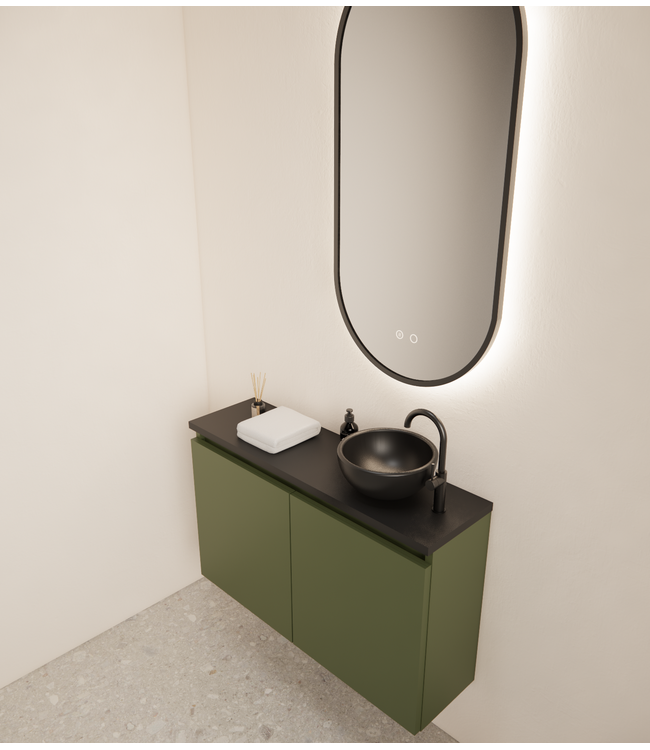 Toiletmeubel Gliss Echo Olijf Groen 80x50cm met toppaneel