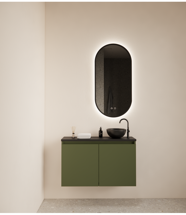 Toiletmeubel Gliss Echo Olijf Groen 80x50cm met toppaneel