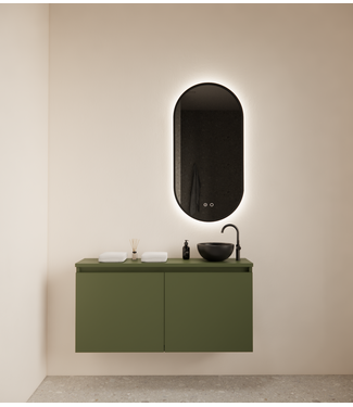 GLISS DESIGN Toiletmeubel Gliss Echo Olijf Groen 100x50cm met toppaneel