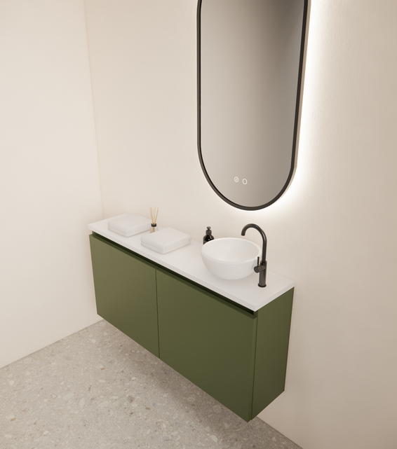 Toiletmeubel Gliss Echo Olijf Groen 100x50cm met toppaneel