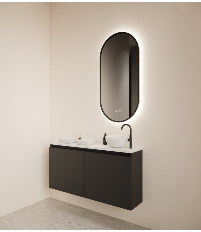 Toiletmeubel Gliss Echo Mat Zwart 100x50cm met toppaneel