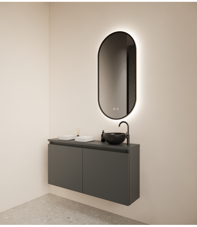 Toiletmeubel Gliss Echo Graphite Grijs 100x50cm met toppaneel