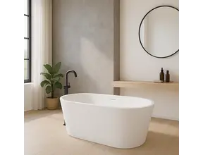 Vrijstaand bad Murano Mat Wit 180x80x58cm acryl met waste en overloop