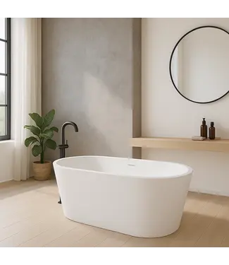 DutchLine Vrijstaand bad Murano Glans Wit 180x80x58cm acryl met waste en overloop