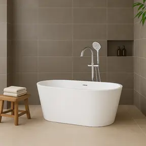 Vrijstaand bad Murano Glans Wit 170x75x58cm acryl met waste en overloop