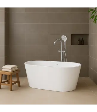 DutchLine Vrijstaand bad Murano Glans Wit 170x75x58cm acryl met waste en overloop