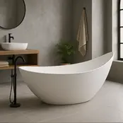 Vrijstaand bad Antio Mat Wit 188x78x93cm Solid Surface met overloop Vrijstaand bad Antio Mat Wit 188x78x93cm Solid Surface met overloop