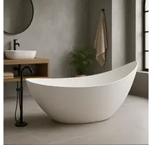 Vrijstaand bad Antio Mat Wit 188x78x93cm Solid Surface met overloop