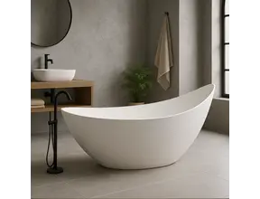 Vrijstaand bad Antio Mat Wit 188x78x93cm Solid Surface met overloop