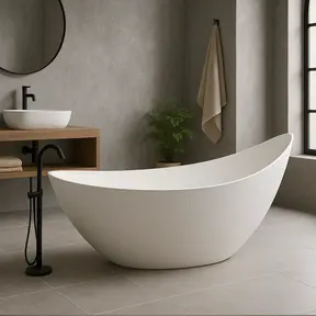 Vrijstaand bad Antio Mat Wit 188x78x93cm Solid Surface met overloop