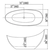 Vrijstaand bad Antio Mat Wit 188x78x93cm Solid Surface met overloop Vrijstaand bad Antio Mat Wit 188x78x93cm Solid Surface met overloop