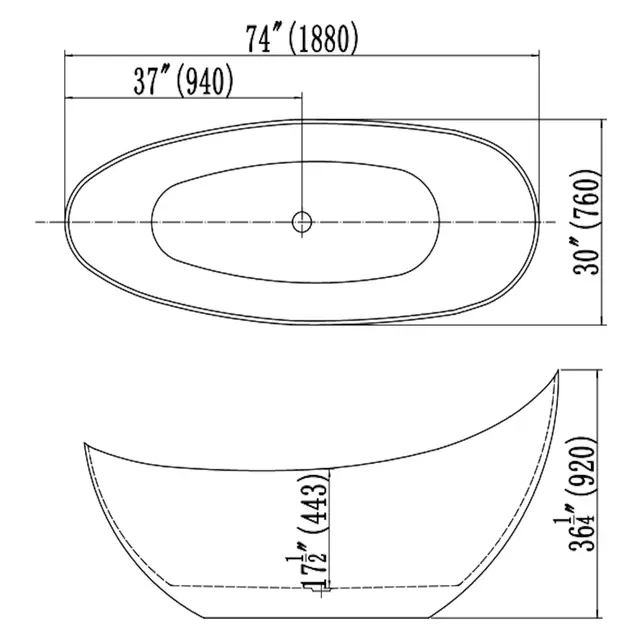 Vrijstaand bad Antio Mat Wit 188x78x93cm Solid Surface met overloop Vrijstaand bad Antio Mat Wit 188x78x93cm Solid Surface met overloop