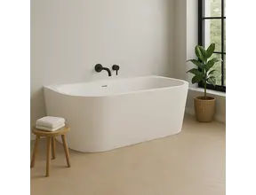 Half Vrijstaand bad Ferro Mat Wit 170x75x60cm acryl met waste en overloop