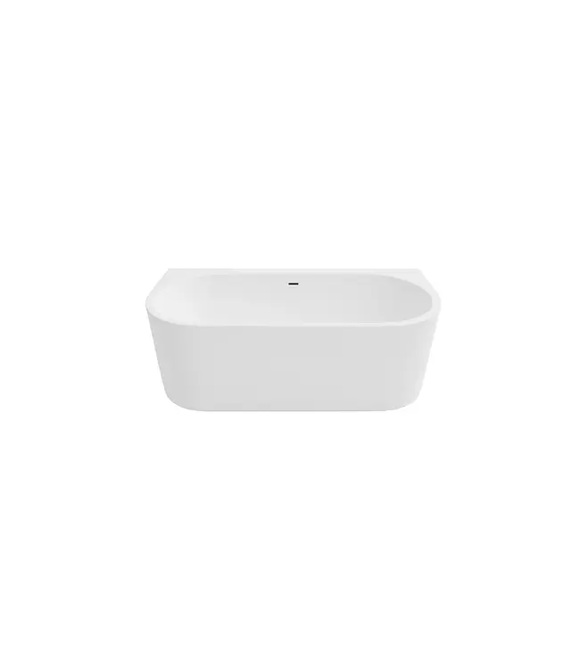 DutchLine Half Vrijstaand bad Ferro Mat Wit 170x75x60cm acryl met waste en overloop