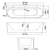 Half Vrijstaand bad Ferro Glans Wit 170x75x60cm acryl met waste en overloop