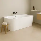 Half Vrijstaand bad Ferro Glans Wit 170x75x60cm acryl met waste en overloop