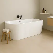 Half Vrijstaand bad Ferro Glans Wit 170x75x60cm acryl met waste en overloop