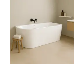 Half Vrijstaand bad Ferro Glans Wit 170x75x60cm acryl met waste en overloop