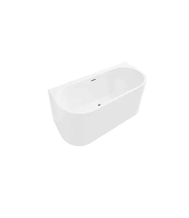DutchLine Half Vrijstaand bad Ferro Glans Wit 180x80x58cm acryl met waste en overloop