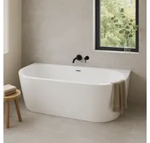 Half Vrijstaand bad Ferro Glans Wit 180x80x58cm acryl met waste en overloop