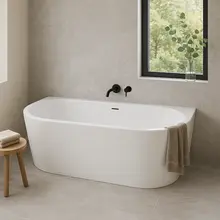 Half Vrijstaand bad Ferro Glans Wit 180x80x58cm acryl met waste en overloop