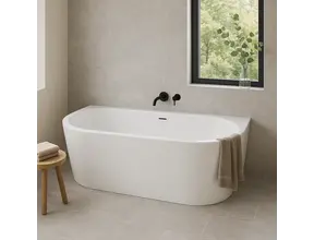 Half Vrijstaand bad Ferro Glans Wit 180x80x58cm acryl met waste en overloop