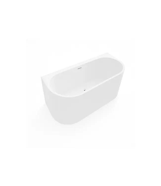 DutchLine Half Vrijstaand bad Ferro Mat Wit 180x80x58cm acryl met waste en overloop