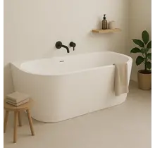 Half Vrijstaand bad Ferro Mat Wit 180x80x58cm acryl met waste en overloop