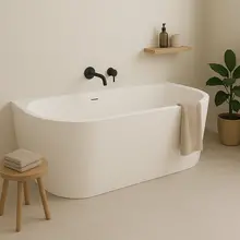 Half Vrijstaand bad Ferro Mat Wit 180x80x58cm acryl met waste en overloop