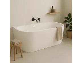 Half Vrijstaand bad Ferro Mat Wit 180x80x58cm acryl met waste en overloop