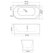 Half Vrijstaand hoekbad Ferro Rechts Mat Wit 180x80x58cm acryl met waste en overloop
