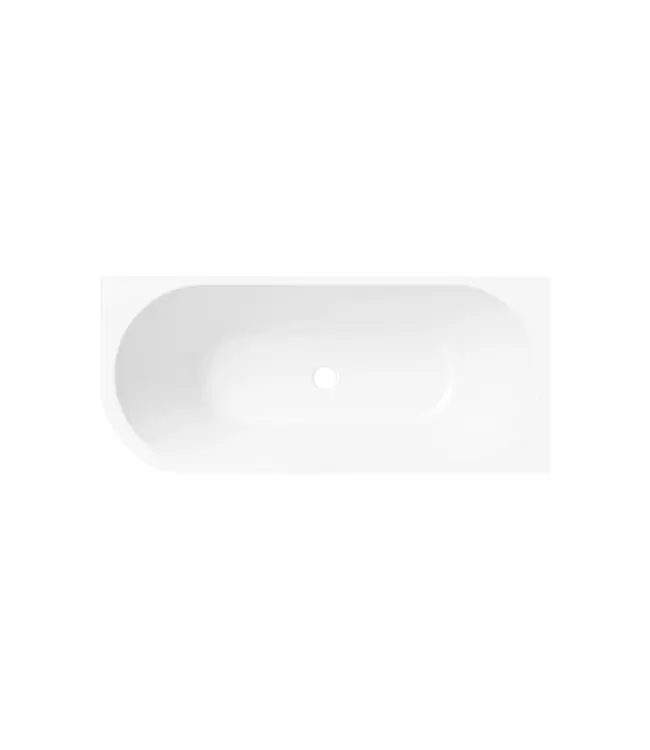 DutchLine Half Vrijstaand hoekbad Ferro Rechts Glans Wit 180x80x58cm acryl met waste en overloop