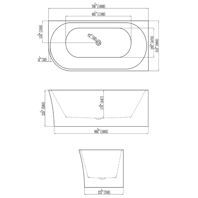Half Vrijstaand hoekbad Ferro Rechts Glans Wit 180x80x58cm acryl met waste en overloop Half Vrijstaand hoekbad Ferro Rechts Glans Wit 180x80x58cm acryl met waste en overloop