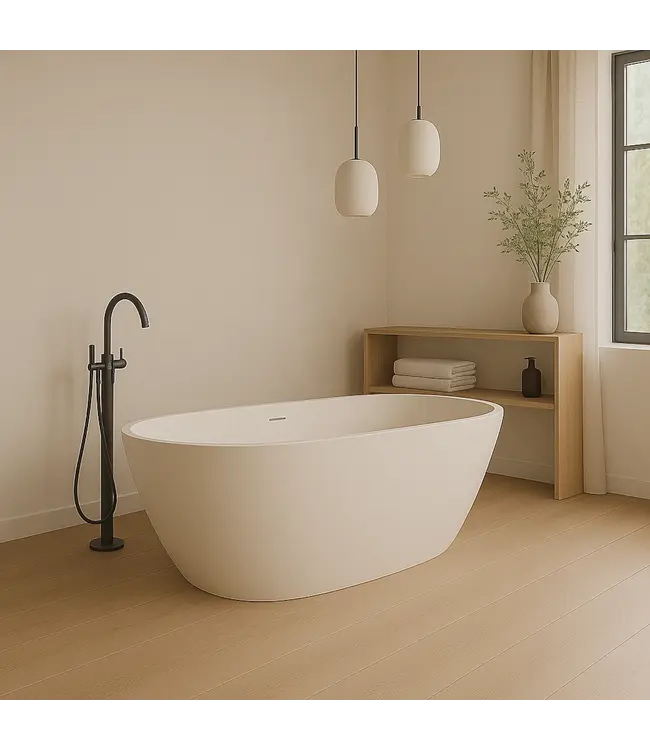 Vrijstaand bad Elips Mat Wit 170x80x58cm acryl met waste en overloop