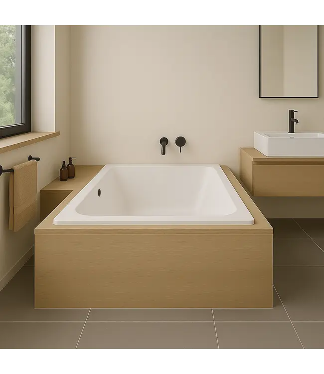 DutchLine Inbouwbad RD Mat Wit 170x75x45cm Acryl