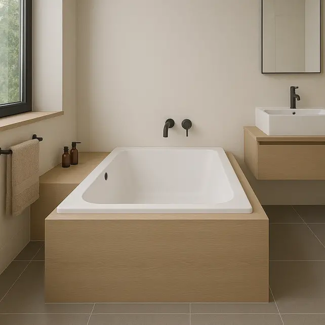 Inbouwbad RD Glans Wit 170x75x45cm Acryl Inbouwbad RD Glans Wit 170x75x45cm Acryl