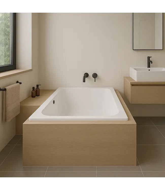 DutchLine Inbouwbad RD Glans Wit 170x75x45cm Acryl