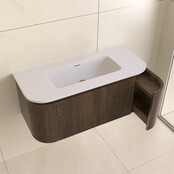 Wastafelmeubel Eleganza Curve met Ribbels Dark Walnoot 100 cm met Wastafel