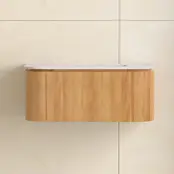 Wastafelmeubel Eleganza Curve met Ribbels Acacia 100 cm met Wastafel