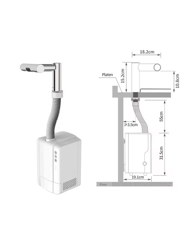 DutchLine Handdroger Wash&Dry RVS - Automatsiche 2-in-1  Wastafelkraan met handdroger