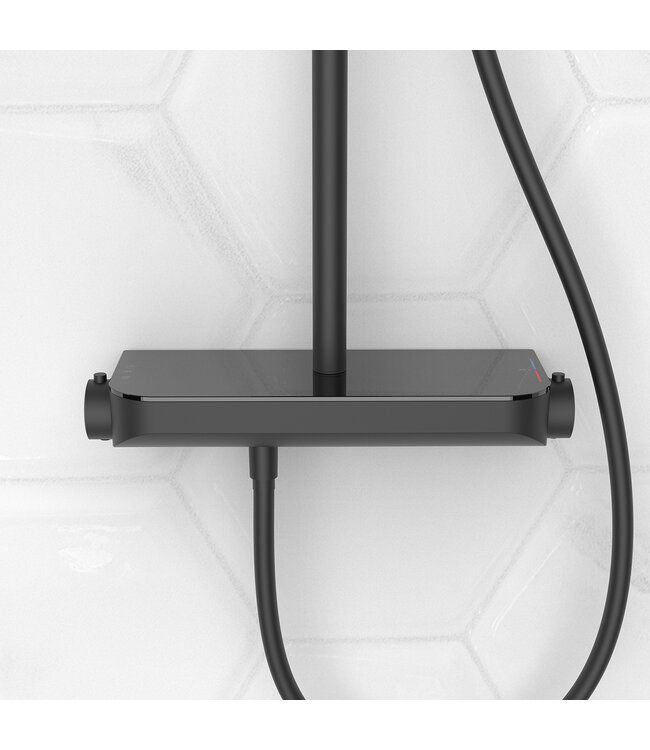 Opbouw Regendouche Tondell Mat Zwart met planchet - Regendouche 30cm - 29.2952