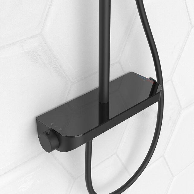 Opbouw Regendouche Tondell Mat Zwart met planchet - Regendouche 30cm - 29.2952