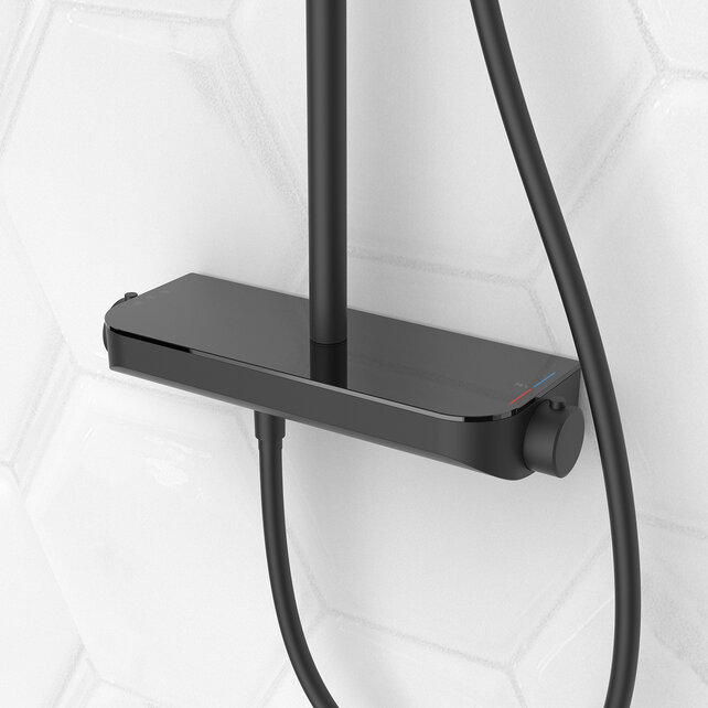 Opbouw Regendouche Tondell Mat Zwart met planchet - Regendouche 30cm - 29.2952