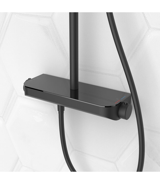 Opbouw Regendouche Tondell Mat Zwart met planchet - Regendouche 30cm - 29.2952