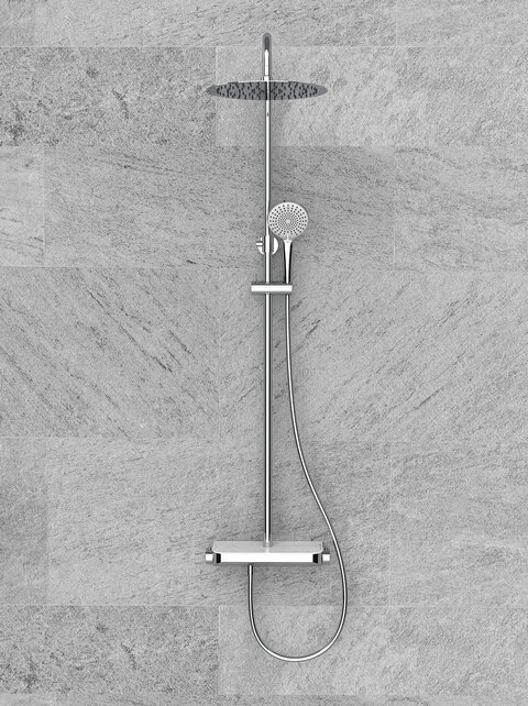 Opbouw Regendouche Tondell Chroom met planchet - Regendouche 30cm - 29.2951